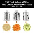 thumbnail image 2 of YOPTOP Rotary Cheese Grater Shredder  Round Mandolin Slicer with Handle and 3 Drum Blades   Manual Vegetable Slicer Nuts Grinder with Cleaning Brush and Peeler,Red, 2 of 7