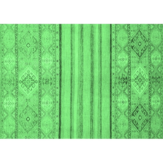 Ahgly Company Indoor Rectangle Abstract Emerald Green Modern Area Rugs, 2' x 3'