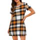 thumbnail image 1 of Fotbe Orange Plaid Bata de Dormir para Mujer con Estampado, Camisón de Algodón de Manga Corta, Ropa de Dormir Casual, 1 of 6