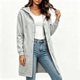 thumbnail image 5 of Mock Neck Sweatshirt for Women Drawstring Button Down Loose Long Sleeve Casual Solid Color Mid Length Hoodie Coat with Pockets 2XL, 5 of 8