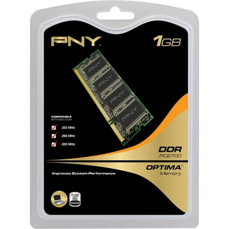 - PNY OPTIMA 1GB DDR 333 MHz PC2700 Notebook / Laptop SODIMM Memory Module MN1024SD1-333