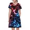 thumbnail image 1 of Disketp Red And Blue Lightning para Vestido de Manga Corta para Mujeres, Vestidos de Verano para Mujeres, Casual y Holgado para la Playa, 1 of 6