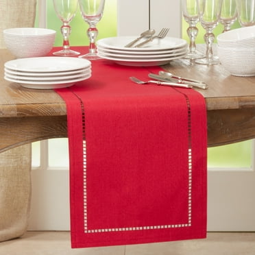 Saro Lifestyle Laser-Cut Hemstitch Table Runner
