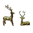 thumbnail image 6 of Lypsnake Christmas Resin Reindeer Figurine Set Of 2, Metallic Gold Finished Standing & Lying Deer Statues With Elegant Antler, Tabletop Ornament For Modern Home Decor, 6 of 7