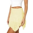 thumbnail image 2 of Women Low Rise Lace Y2k Pleated Ruffle Short Skirt Flowy Asymmetrical Underskirt Fairy Half Slip Skirts Yellow M, 2 of 7