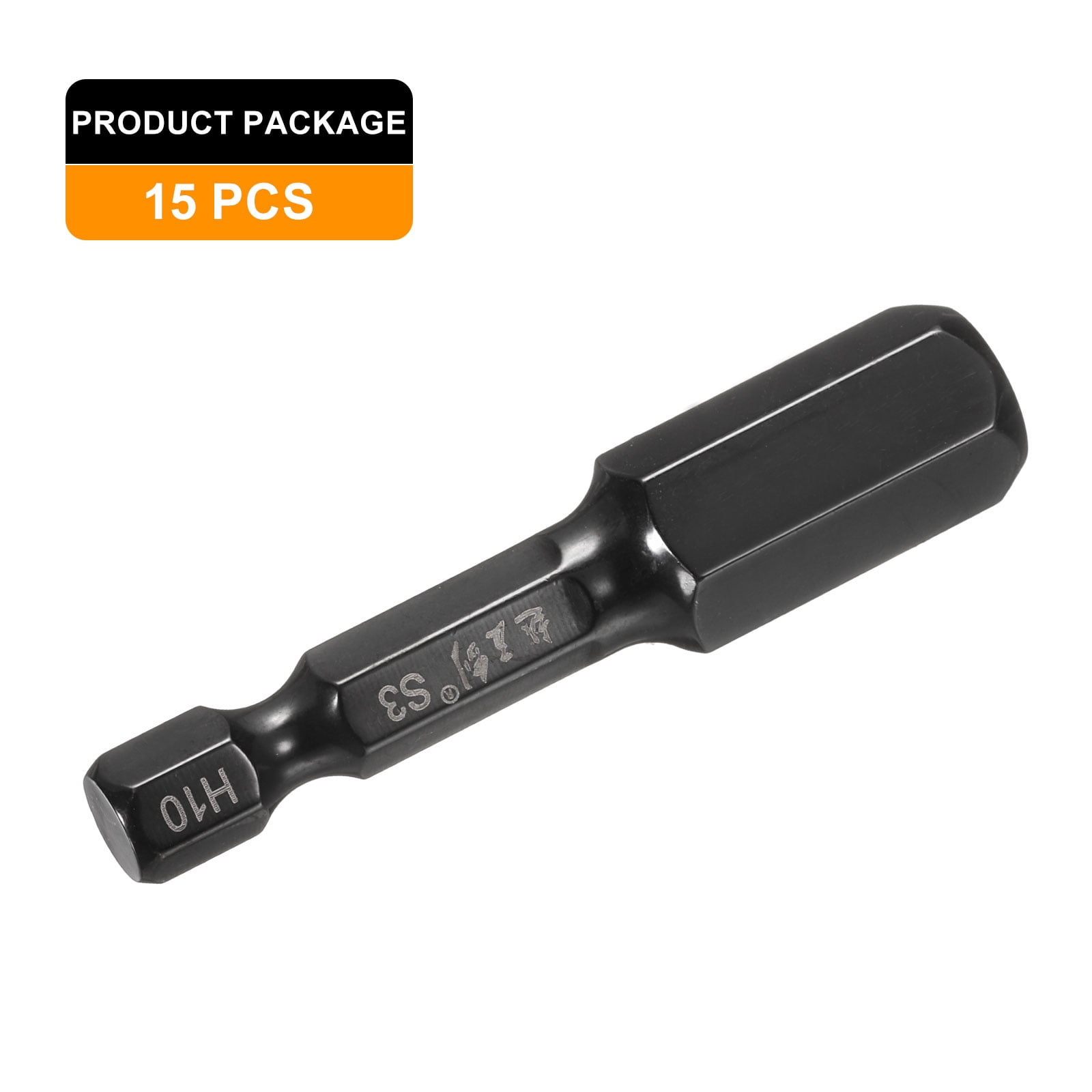 Uxcell 15pcs Hex Head Wrench Drill Bit 10mm(H10) Metric 1/4" Hex Shank 2"(50mm) Length S3 Steel Magnetic Impact Drivers Screwdriver Bit Industrial Grade Hexagon Electric Drill Bits