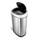thumbnail image 4 of NINESTARS DZT-50-9 Bote de basura automático con sensor de movimiento infrarrojo sin contacto, 13 gal 50 L, base de acero inoxidable (ovalada, tapa plateada/negra), 4 of 5