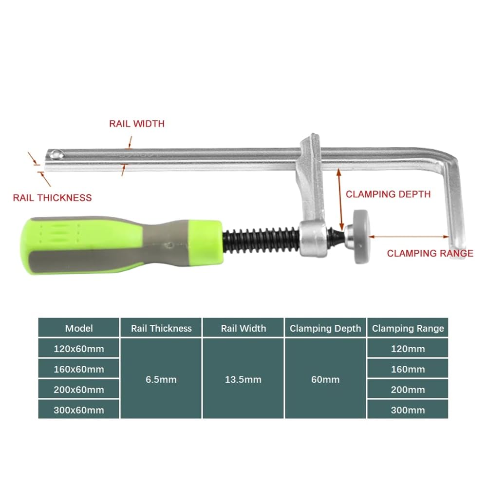2Pcs Guide Rail Clamps with Plastic Handle Screw Action Arm for Woodworking MFT Table Track Saw Rails