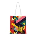 thumbnail image 1 of DouZhe Reusable Grocery Bags, Abstract Jazz Notes Lightweight Polyester Canvas Cloth Tote Bag for Travle Gym Shopping School, 15" x 16", 1 of 7