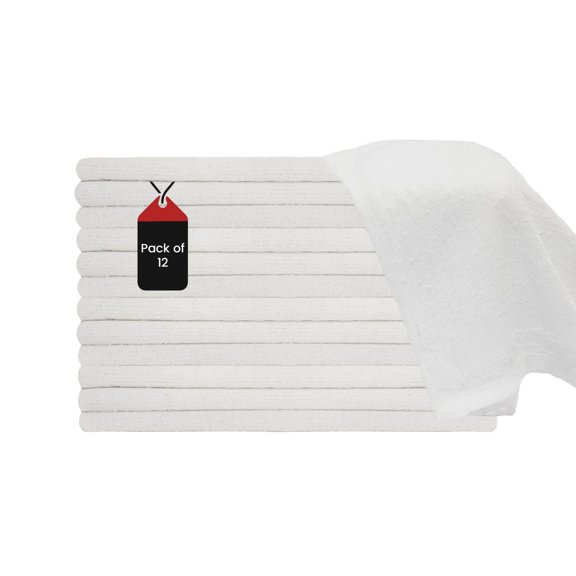 SupremePlus Soft & Highly Absorbent 12" x 12" Cotton Blend Washcloths, White 12 Count