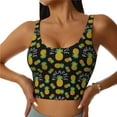 thumbnail image 2 of Haiem Pineapple Pattern Womens Sports Bra - U Neck Padded Low Impact Yoga Bra Workout Crop Top Gym Moisture-Wicking Workout Vest -XX-Large, 2 of 9