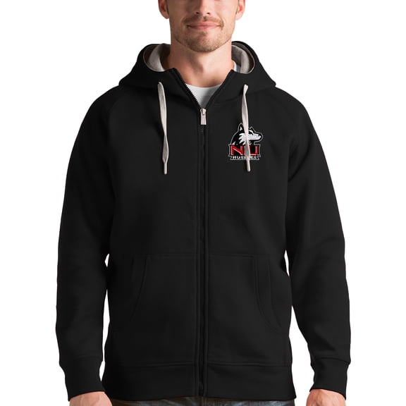 Men's Antigua Black Northern Illinois Huskies Victory Full-Zip Hoodie