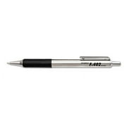 2PK Zebra F-402 Ballpoint Pen, Retractable, Fine 0.7 mm, Black Ink, Stainless Steel/Black Barrel, 2/Pack (29212)