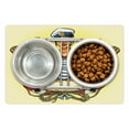 thumbnail image 1 of Retro Pet Mat for Food and Water, Pin-Up Sailor Girl Lifebuoy with Captain Hat and Costume Glass of Beer Feminine, Non-Slip Rubber Mat for Dogs and Cats, 18" X 12", by Ambesonne, 1 of 2