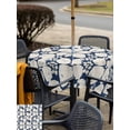 thumbnail image 4 of Beige Flower Pattern Outdoor Tablecloth - 60x60 Inch Square Dining Table Cover, Retro Country Tie-dye Floral Abstract Blue Waterproof Outdoor Table Cloth with Umbrella Hole & Zipper for Picnic/Patio, 4 of 7