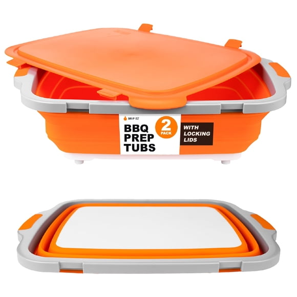 Set Prep Tub para barbacoa plegable Drip EZ con tabla de cortar y tapa