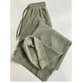 thumbnail image 1 of Pantalones de pierna ancha plisados de estilo coreano de verano para mujer, pantalones rectos informales drapeados sueltos de cintura alta con cordón, 1 of 4