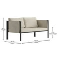 thumbnail image 5 of Emma + Oliver Indoor Outdoor Patio Loveseat Black Steel Framed Lounger with Beige Cushions and 2 Storage Pockets, 5 of 10