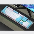 thumbnail image 1 of Estbridge Clavier de Jeu Mécanique Clavier Filaire Rétroéclairé à DEL RVB avec Commutateurs Bleus pour PC de Jeu Clavier de Jeu 104 Touches Bleu Ciel-5 D, 1 of 5