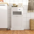 thumbnail image 3 of VECELO 10-13 Gallon Tilt Out Trash Can Cabinet, Wooden Hidden Garbage Recycling Station with Flip Door, Negative Ion-Deodorizing Function, White, 3 of 7