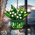 thumbnail image 3 of Lily of the Valley Acrylic Suncatcher, Floral Basket Window Hanging, Spring Flower Stained Glass, Birth Month Flower FAUX Stained Glass, 3 of 4