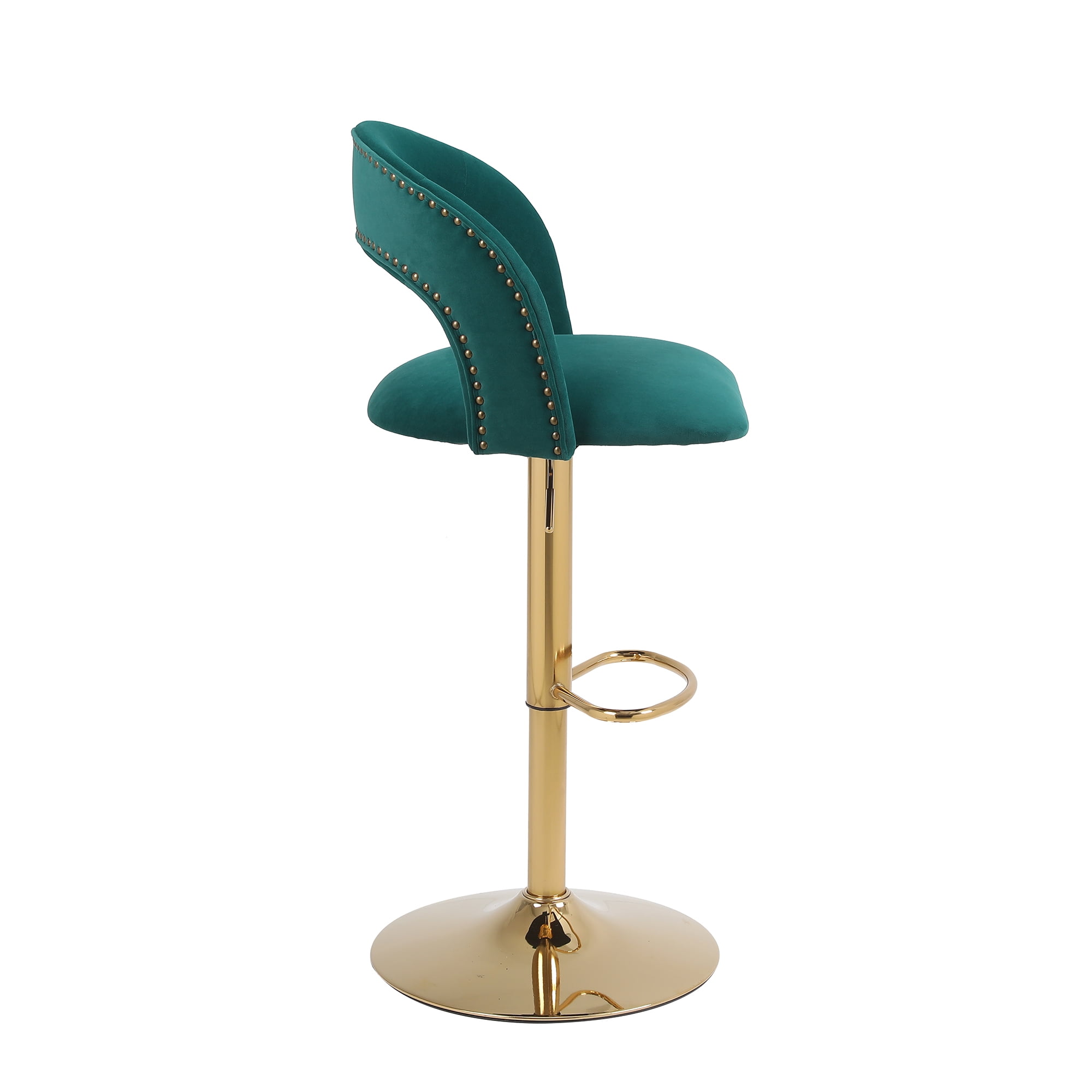 YYAo Swivel Bar Stools Chair Set of 2, Modern Adjustable Counter Height Bar Stools, Velvet Upholstered Stool with Back& Footrest for Kitchen, Emerald YYAo Swivel Bar Stools Chair Set of 2, Modern Adjustable Counter Height Bar Stools, Velvet Upholstered Stool with Back& Footrest for Kitchen, Emerald