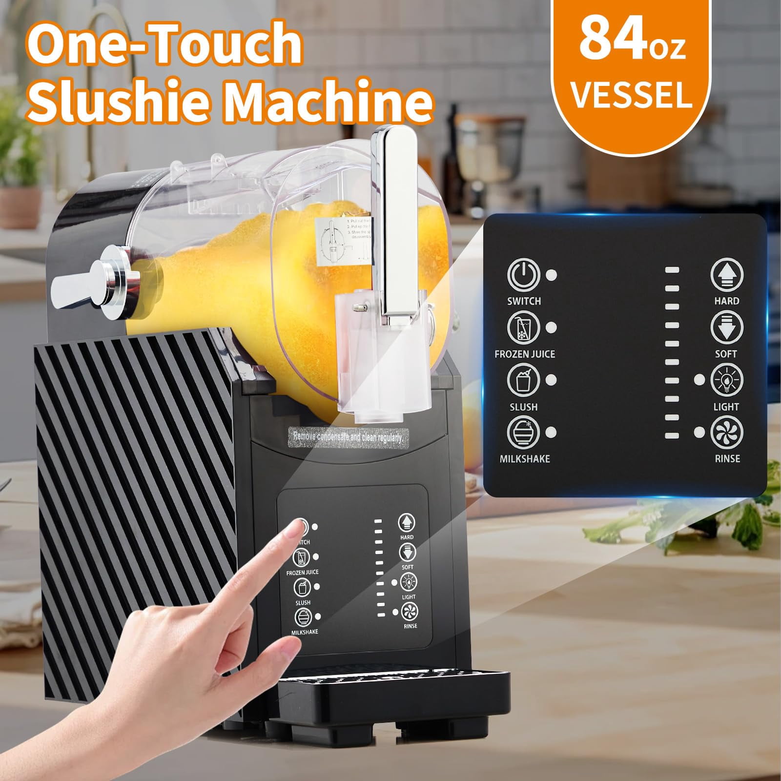 Professional Slushie Maker 84oz - 3-in-1 Frozen Drink Machine with Auto Clean & LED Touch Panel - Commercial Grade for Margaritas, Smoothies, Frappes at Home or Business