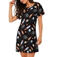 thumbnail image 2 of Easygdp Space Rocket Camisón de manga corta para mujer, informal, estampado, 2 of 6