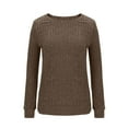 thumbnail image 3 of Scyoekwg Women'S Sweaters Crewneck Sweater Warm Casual Long Sleeve Knitted Sweater Fall Winter Clothes Solid Color Pullover Sweater Tops(Coffee,XL), 3 of 5