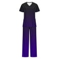 thumbnail image 4 of Homenesgenics Scrubs for Women Set,Nursing Uniforms Set Plus Size,Caregiver Uniform/Carer Uniform,V-neck Scrubs Top with Pockets+Elastic Waist Straight-leg Nursing Breathable Pants Set Purple M, 4 of 5