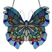 River of Goods 12" Love Life Butterfly Stained Glass Window Panel