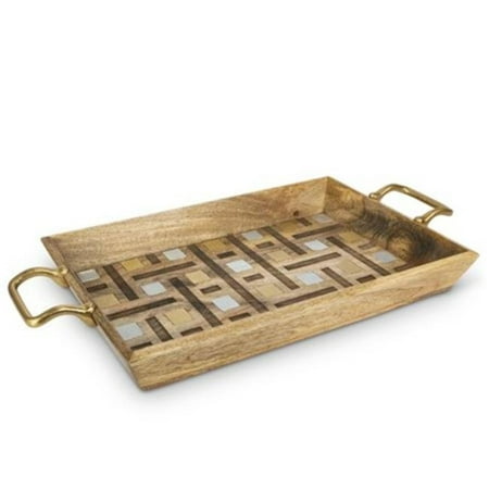 

25 Brown Weave Rectangular Serving Tray with Handles