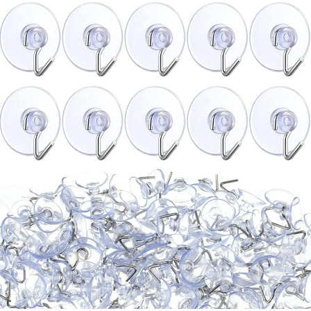 Lsupdaol 100 Pcs Mini Suction Cup Hooks for Glass Window 0.87 InchWindow Suction Cups with Hook Removable Clear Plastic String Lights Hold for Holiday