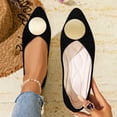 thumbnail image 3 of Gpaecead Women's Metal Disc Flats Pointed Toe Faux Suede Slip On Cushioned Insole Comfort Shoes For Weddings And Parties, A-Black, 3 of 8