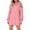 Pink, variant on Womens Hooded Sweatshirt Drop Sleeve Soft Comfort Relaxed Fit Front Pocket Y2K Street for Casual Wear Pink,L