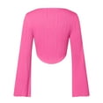 thumbnail image 5 of Tops For Women T-Shirts Long Flare Sleeve U Neck Cropped Slim Y2K Going Out Layer Clothes, 5 of 5