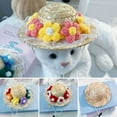 thumbnail image 5 of Pet Sombrero Straw Hat Mini Dog Sun Protection Hat with Flower Adjustable Hawaii Sun Bucket Cap Summer Beach Hat for Small Medium Dogs Cats, 5 of 8
