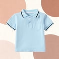 thumbnail image 4 of DAETIROS Boys 100% Cotton Short Sleeve Polo Shirt with Contrast Stripe and Pocket School Uniform Light Blue 2-14 Years,Size 13-14 T, 4 of 9