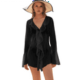 thumbnail image 1 of Blusa de Holgada de Larga con Volantes y Transparente para Mujer Negro S, 1 of 6