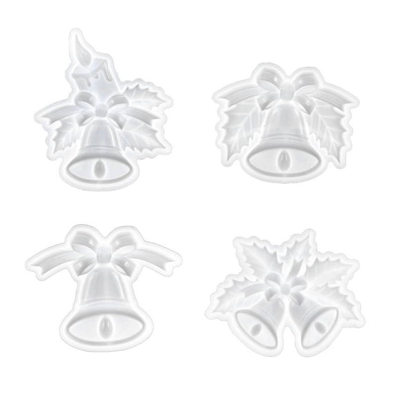 4Pcs/Set DIY Christmas Bell Ornament Silicone Moulds Resin Handicraft Casting Molds Handmade Home Decoration Crafts
