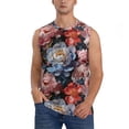 thumbnail image 2 of Lsque Rose Flowers Print Men's Cotton Blend Sleeveless Muscle Shirts (S-3XL)- Moisture Wicking, Odor Protection, UPF 30+,Small, 2 of 8