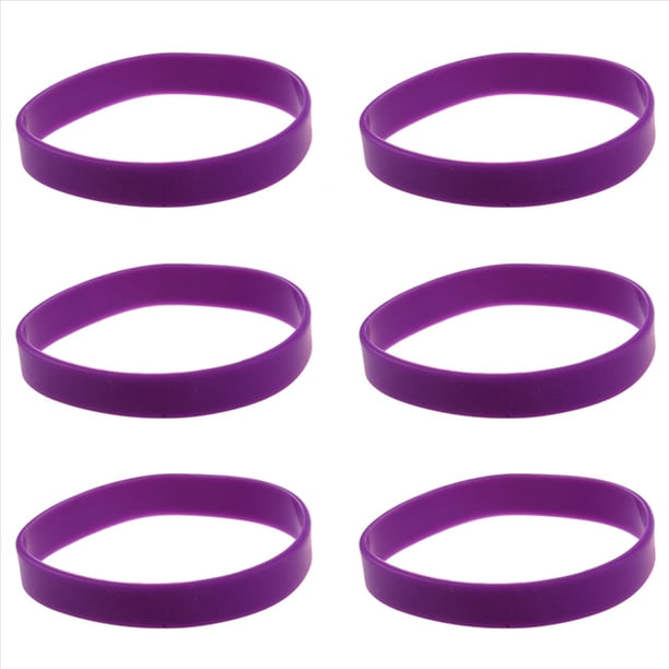 6X Brazalete de Puno Munequera Pulsera de Elasticidad de Moda de Goma de Silicona Violeta