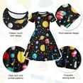 thumbnail image 4 of Benylion Girls Planets Pattern Short Sleeve Dress, Summer Casual Cluster for Kids Sizes 7-8 Girls, 4 of 6