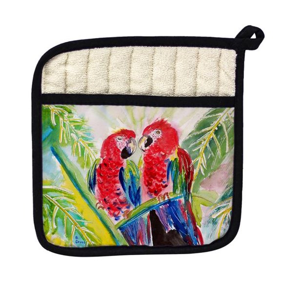 Betsy Drake PT317 Two Parrots Pot Holder