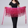 thumbnail image 3 of Felirenzacia Belly Dance Hip Scarf, Women's Chiffon Belly Dancing Scarf with 128 Coins for Yoga Class, Hot Pink,Free Size, 3 of 3