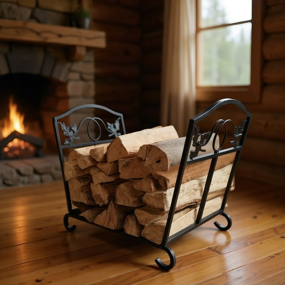 Resenkos Folding Log Storage Rack, Log Holder Firewood Racks, Steel, Black