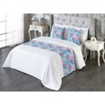 thumbnail image 3 of Exotic Bed Runner Set, Tropical Roses and Leaves Flowers of the Jungle Watercolor Floral, Decorative Bedding Scarf & 2 Pillow Shams for Hotels Homes, Queen, Soft Blue Pale Lilac and Pink, by Ambesonne, 3 of 3