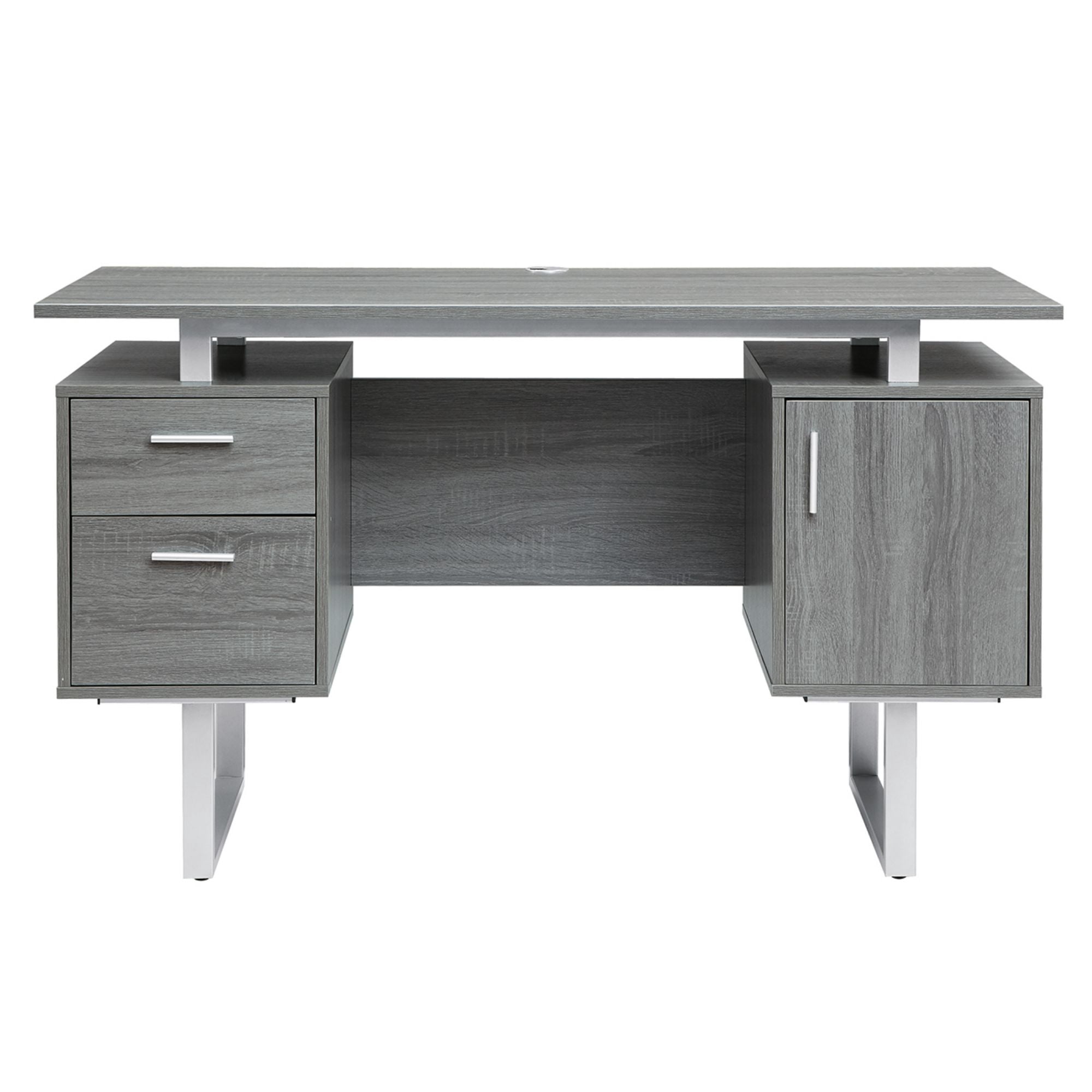DEALTOPS Modern Computer Desk with Multiple Storage Spaces and Metal Frame for Home and Office -Gray