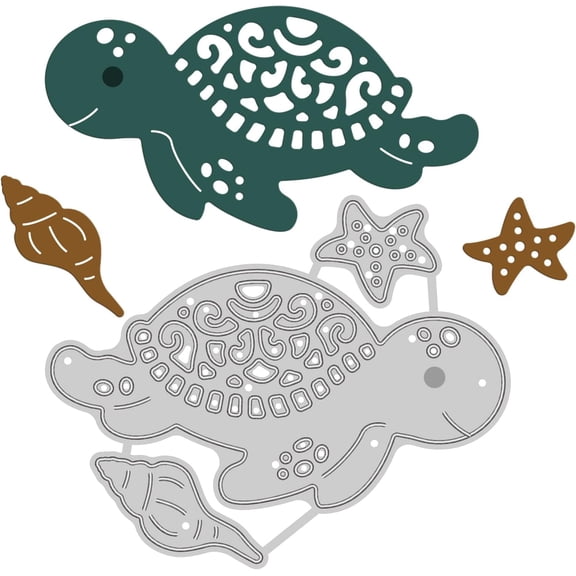 Sea Turtle Metal Cutting Dies Starfish Conch Carbon Steel Die Cuts Stencil Template Moulds for Scrapbook Embossing Album Paper Card Making