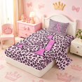 thumbnail image 2 of meiyoeat Glitter Leopard Print Letter A Twin Sheet Sets, Girls Teens, Pink Sparkle Monogrammed Bedding, 3 Pieces, 1 Flat Sheet, 1 Fitted Sheet and 1 Pillowcase, 2 of 6